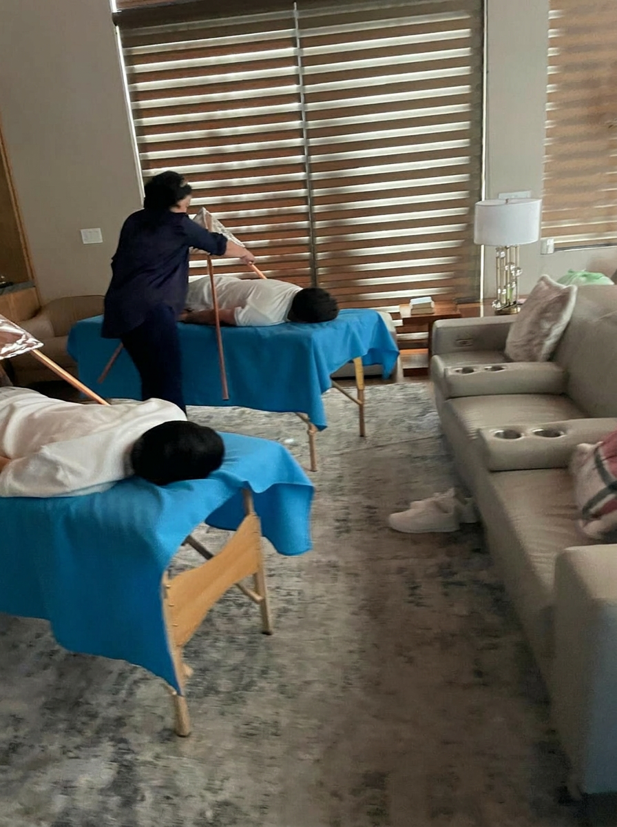 Acompañamiento durante una sesión de relajación piramidal